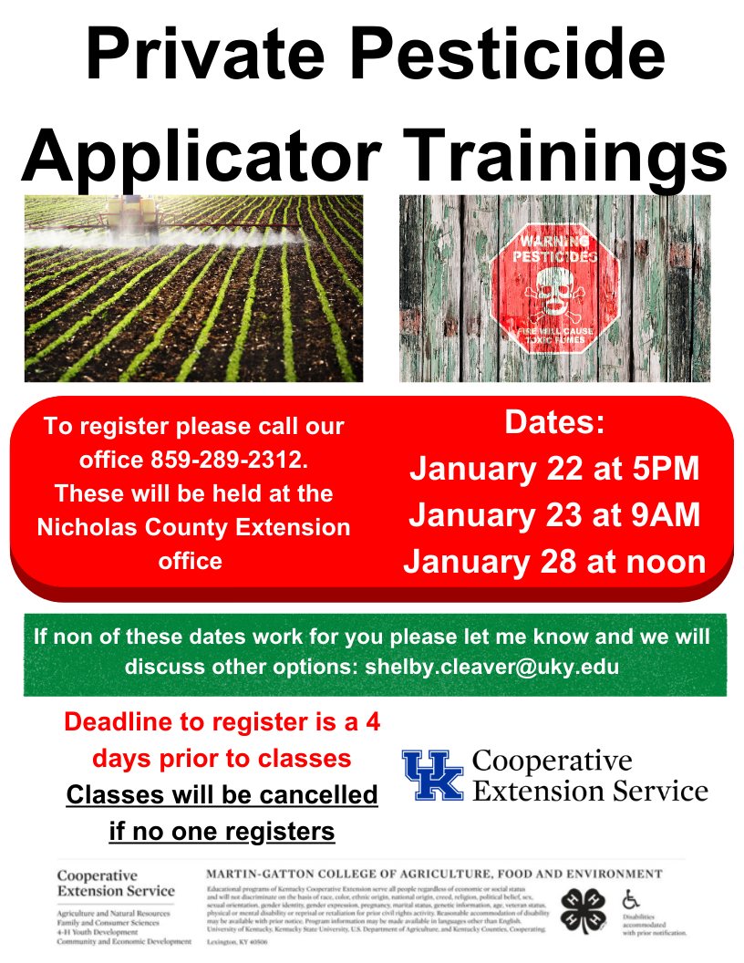 Private Pesticide Applicator Trainings